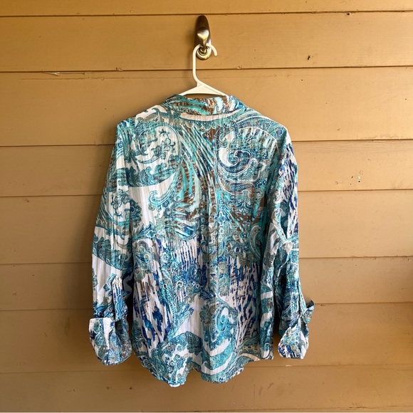 Chico's Boho Button Down Top - Size XL - Lightweight Hippie Peasant Casual - Picture 6 of 6